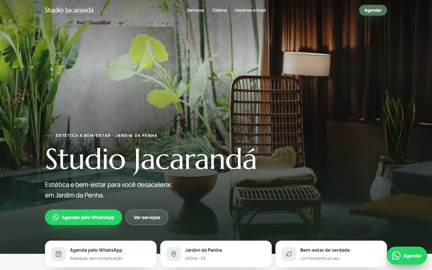 Site de exemplo de estética no computador