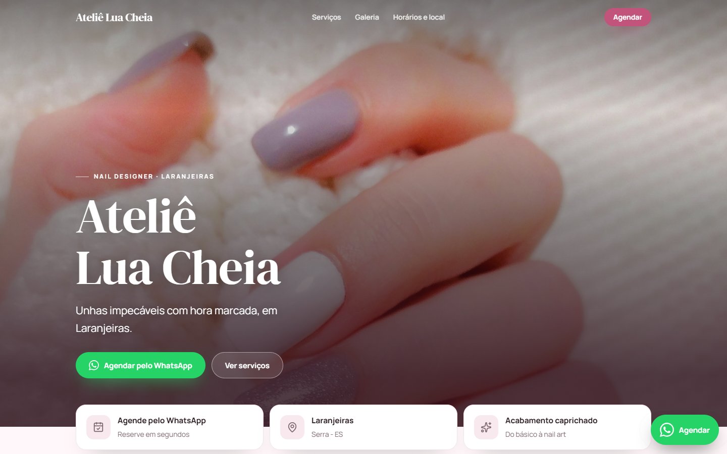 Site de exemplo de esmalteria no computador